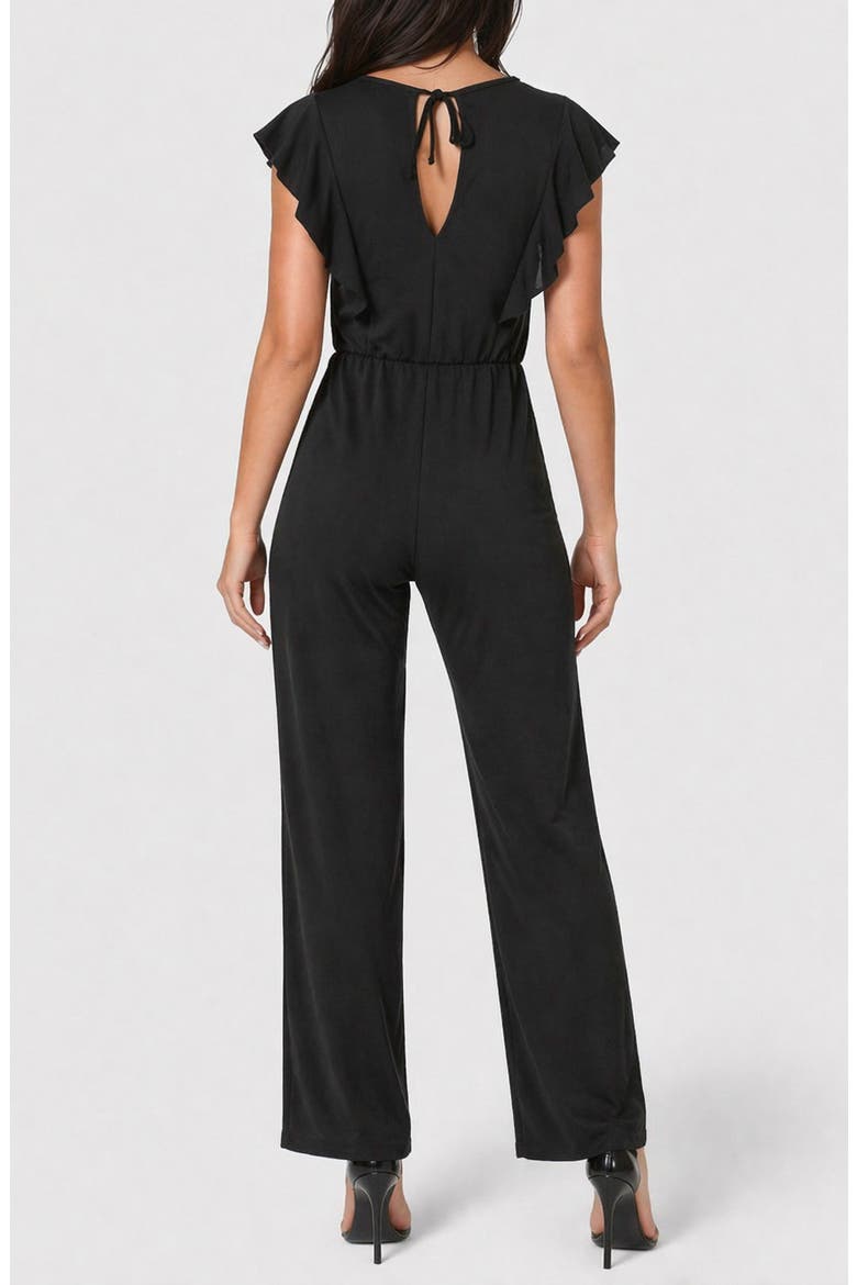 Flutter Sleeve Wide Leg Jumpsuit, Alternate, color, BLACK
