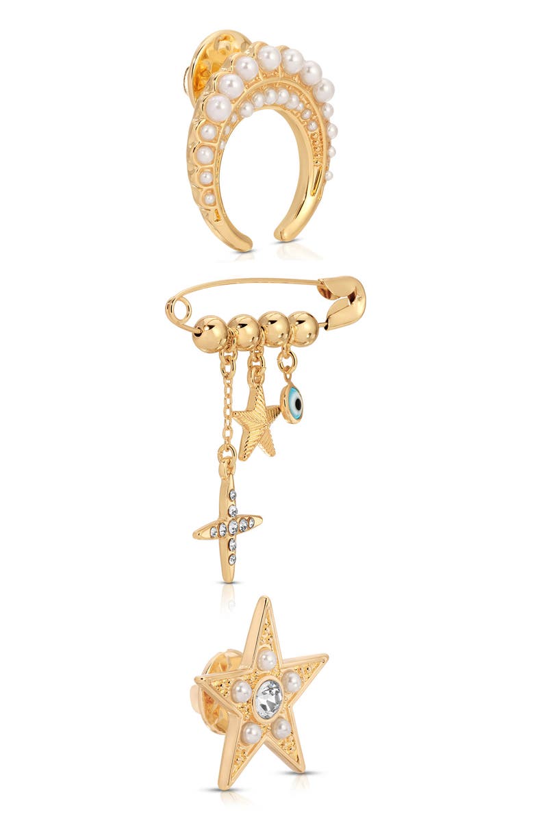 Ettika Celestial Brooch Set, Alternate, color, Gold