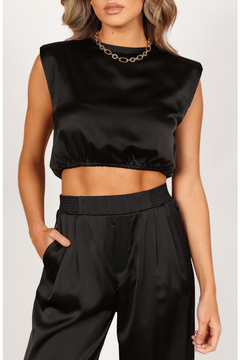 Elia Crop Top & Wide Leg Pants Set, Alternate, color, BLACK