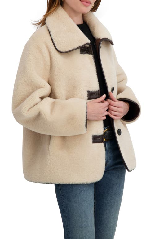 Tahari Kai Reversible Faux Shearling Jacket In Neutral
