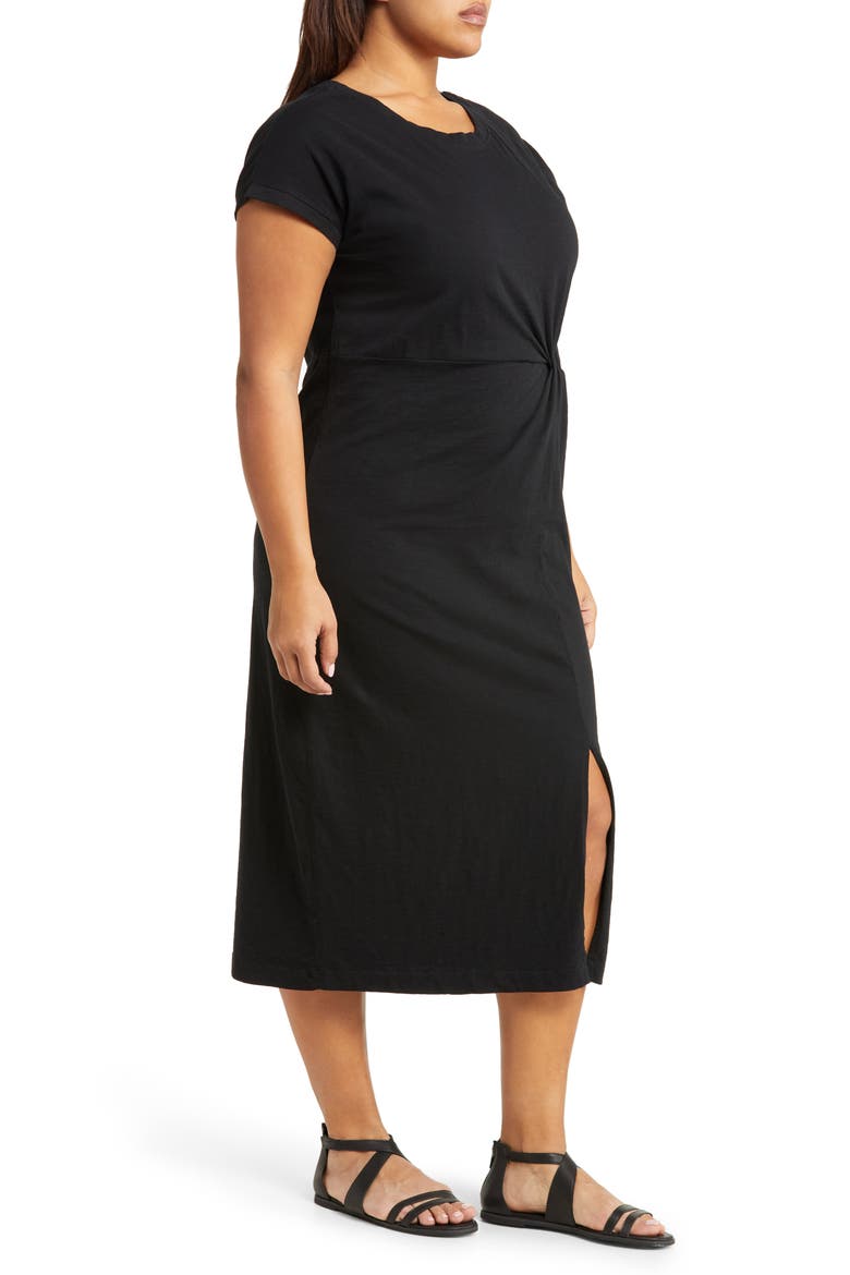Twist Detail Organic Cotton Dress, Alternate, color, BLACK