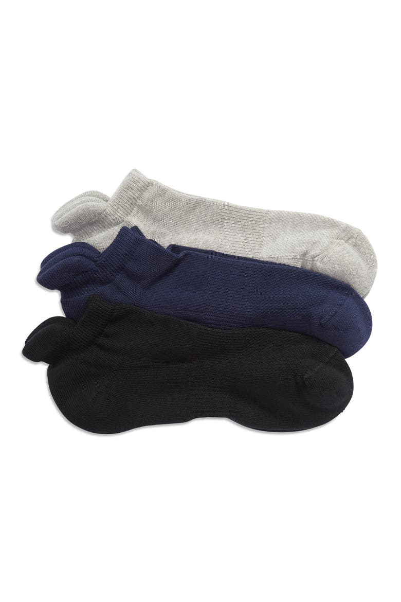Men's 3-Pack Tab Ankle Socks, Main, color, NAVY BLACK MULTI