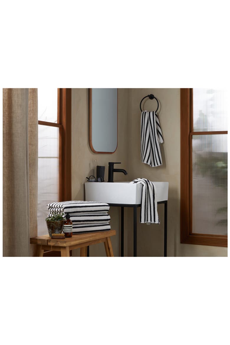 Resort Stripe Organic Cotton Towel, Alternate, color, PLASTER WITH SOFT BLACK