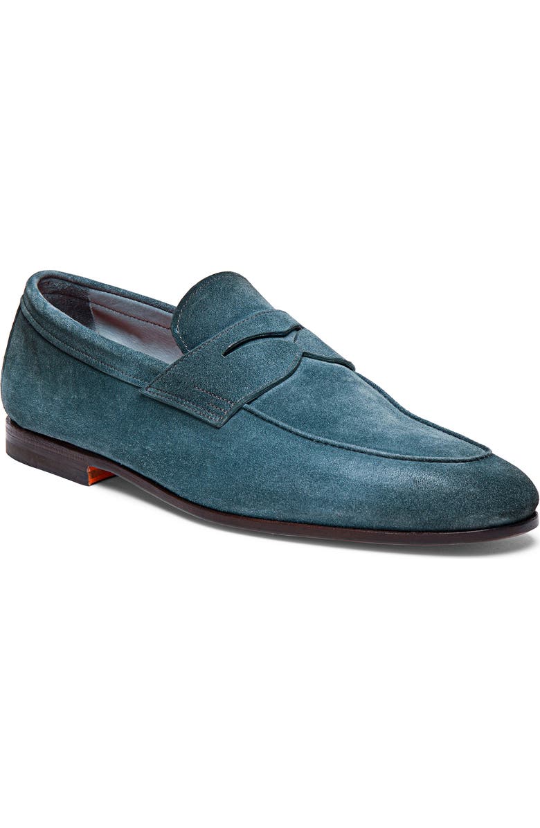 Santoni Carlos Penny Loafer, Main, color, Green-V46