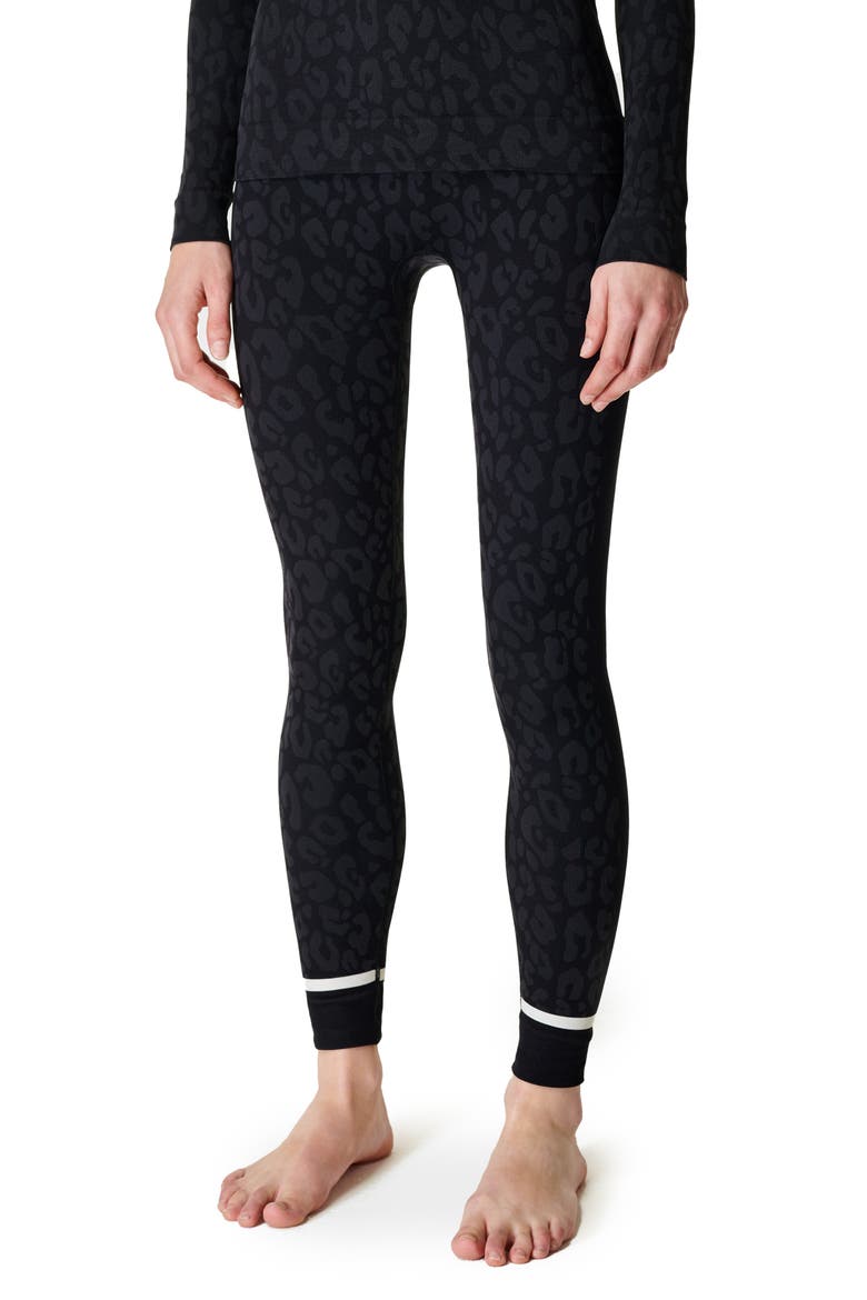 Leopard Print Jacquard Base Layer Leggings, Main, color, BLACK LEOPARD PAINT JACQUARD