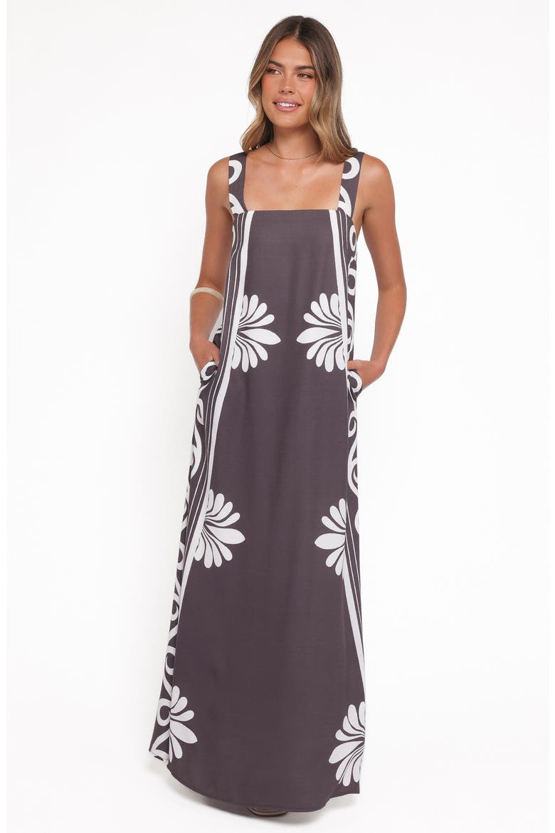 Valeria Print Maxi Dress, Alternate, color, ESPRESSO