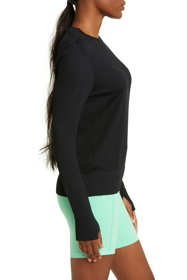 Women's Seamless Rib Sweatshirt, Alternate, color, BLACK