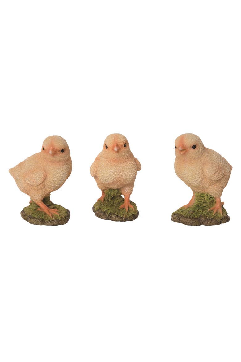 4.1 Inch Yellow Spring Baby Chick Figurines Set of 3 Decorative Polyresin Spring Decor, Main, color, Yellow