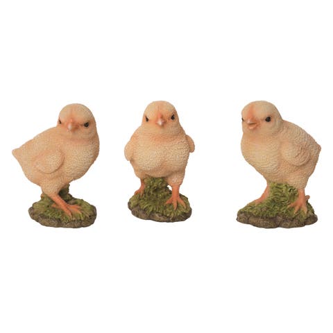 4.1 Inch Yellow Spring Baby Chick Figurines Set of 3 Decorative Polyresin Spring Decor