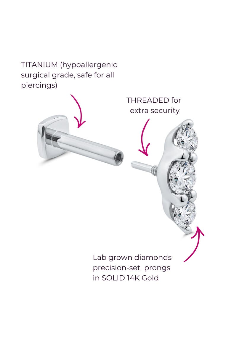 The Triple-Threat Flat Back Stud, Alternate, color, White Gold