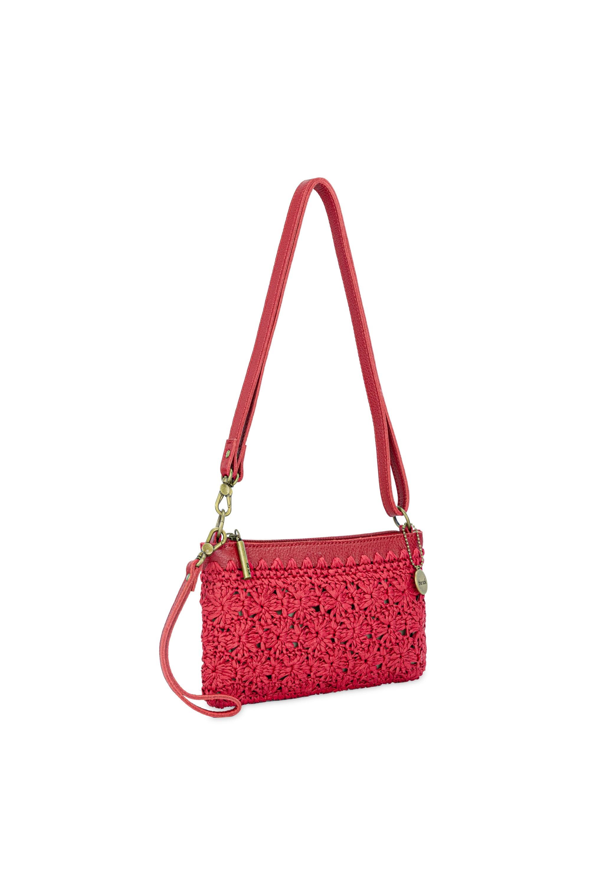 The Sak Vita Hand Crochet Crossbody Wristlet, Alternate, color, Scarlet Primrose Straw