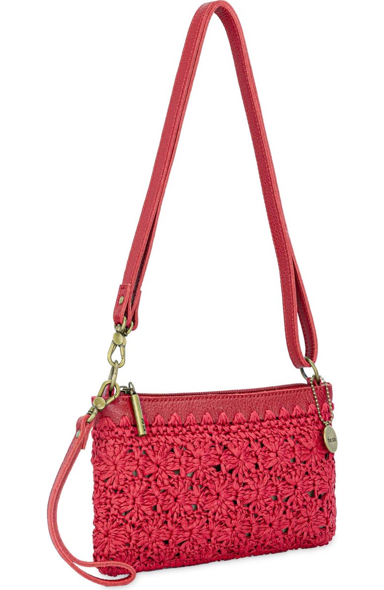 The Sak Vita Hand Crochet Crossbody Wristlet, Alternate, color, Scarlet Primrose Straw