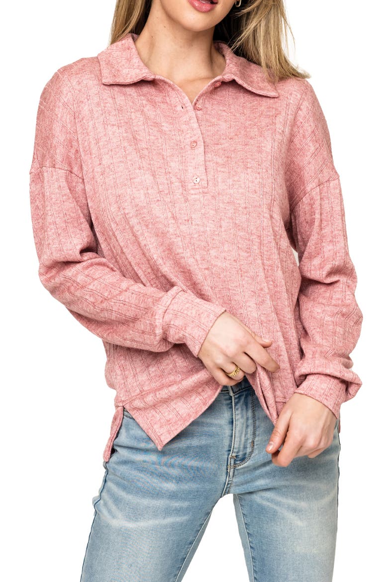 Rib Polo Henley, Main, color, MAUVE