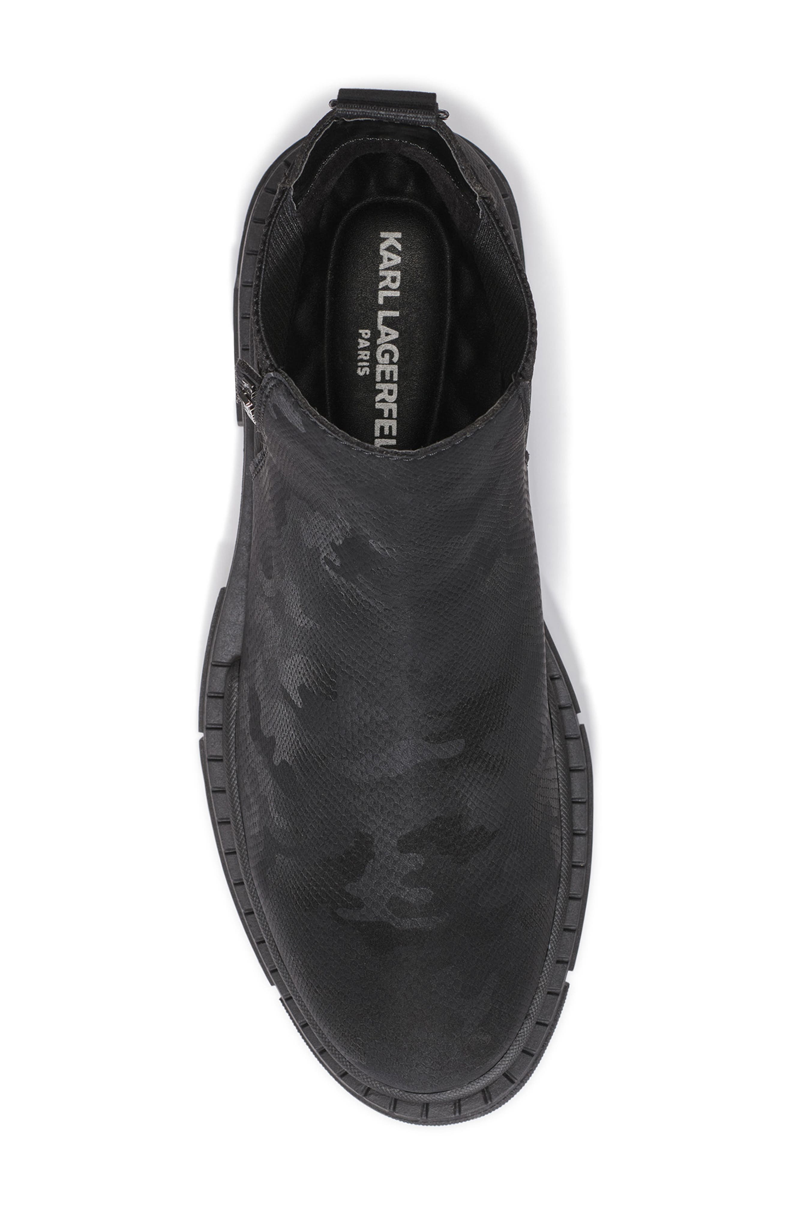 KARL LAGERFELD PARIS Camo Jacquard Chelsea Boot, Alternate, color, Black