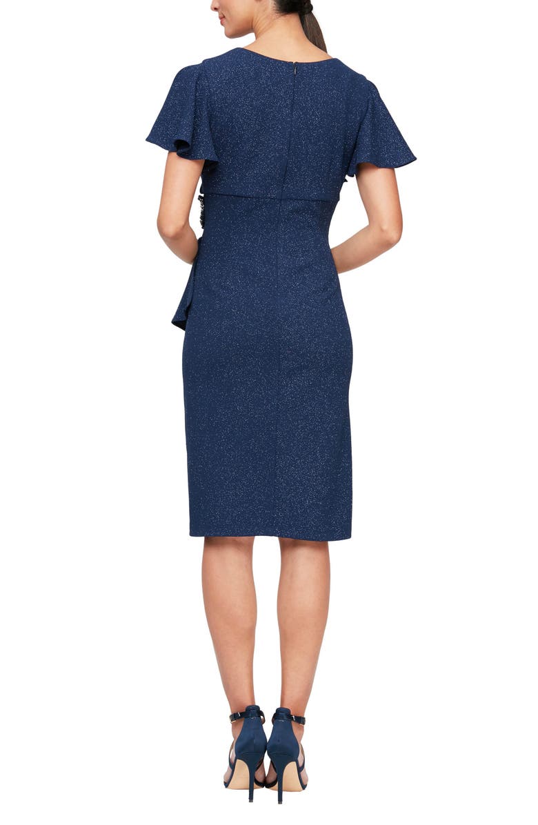 SL FASHIONS SLNY Surplice Neck Sheath Dress, Alternate, color, Navy