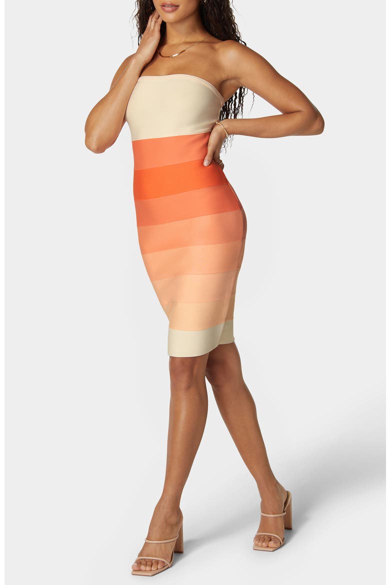 Colorblock Strapless Dress, Alternate, color, PEACHMUL