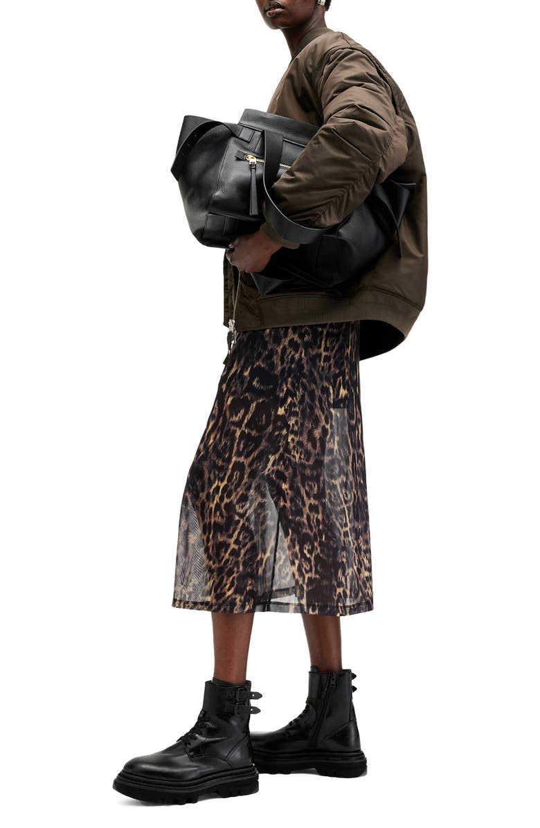 AllSaints Hanna Long Sleeve Mesh Midi Dress, Alternate, color, 