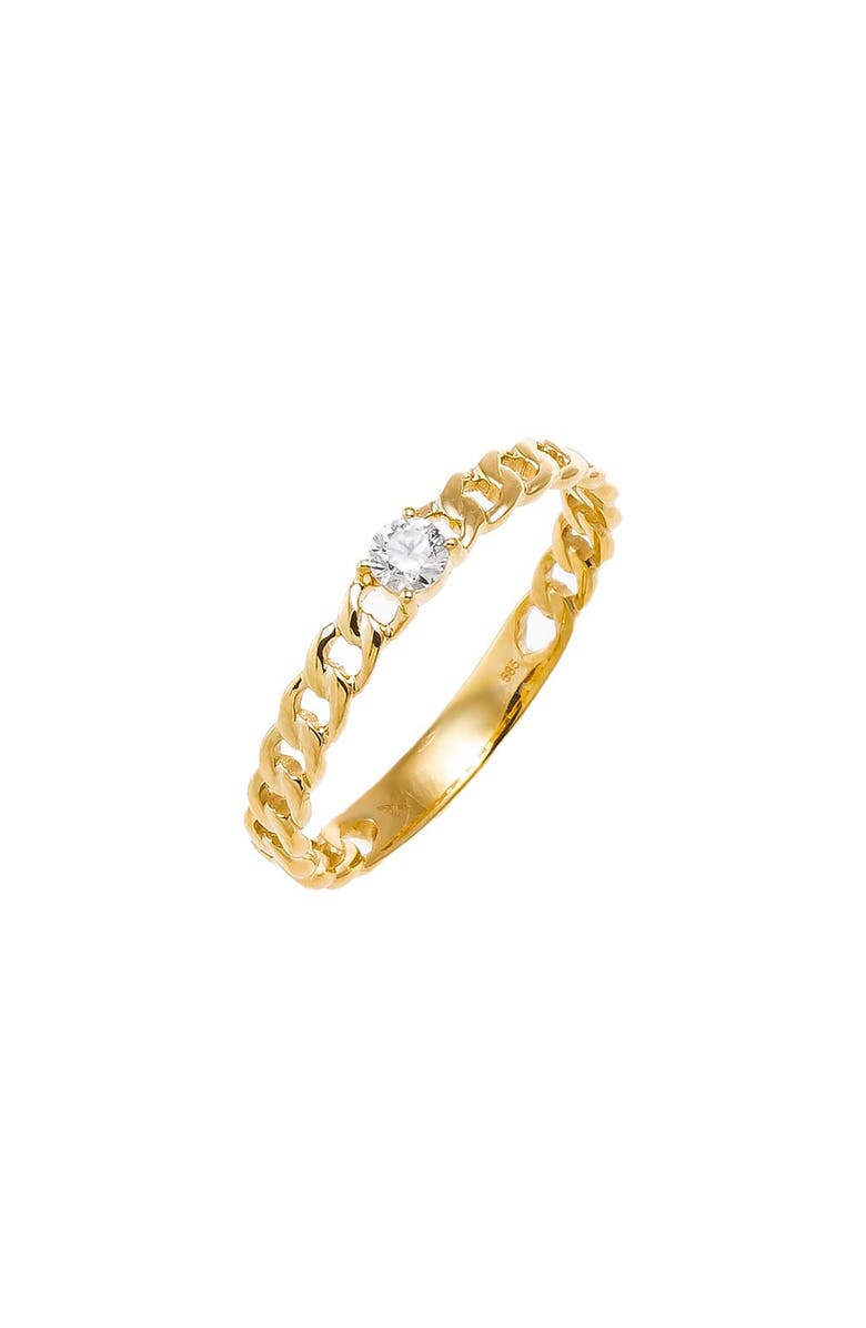 BY ADINA EDEN Diamond Solitaire Cuban Chain Ring 14K, Main, color,
