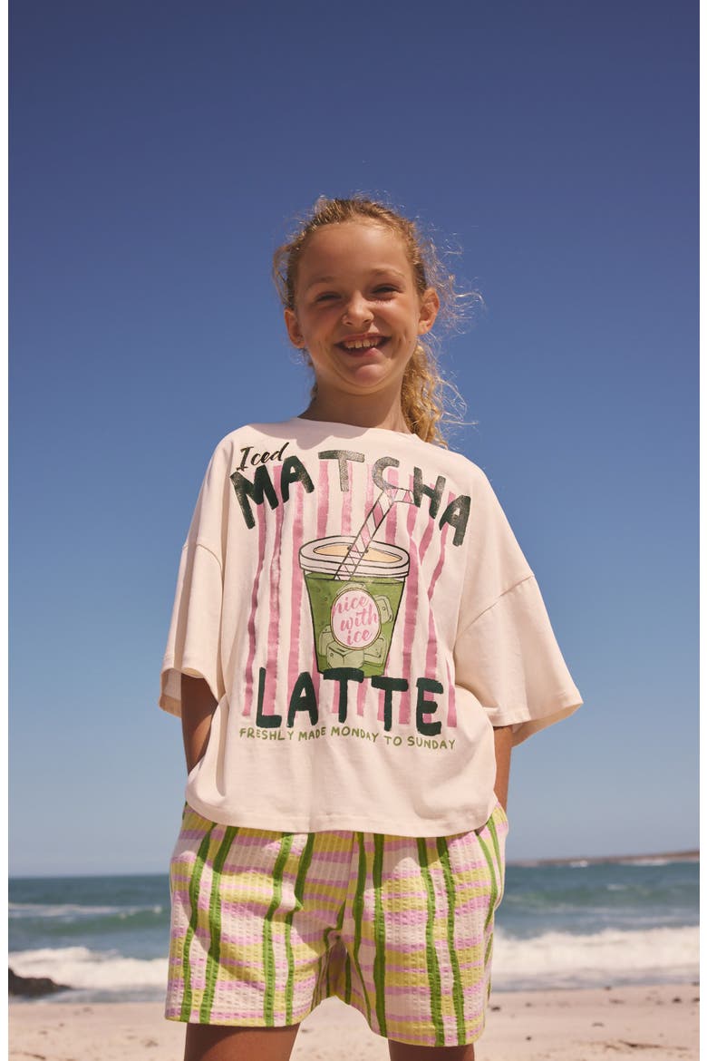 Kids' Matcha Graphic T-Shirt & Shorts Set, Alternate, color, GREEN