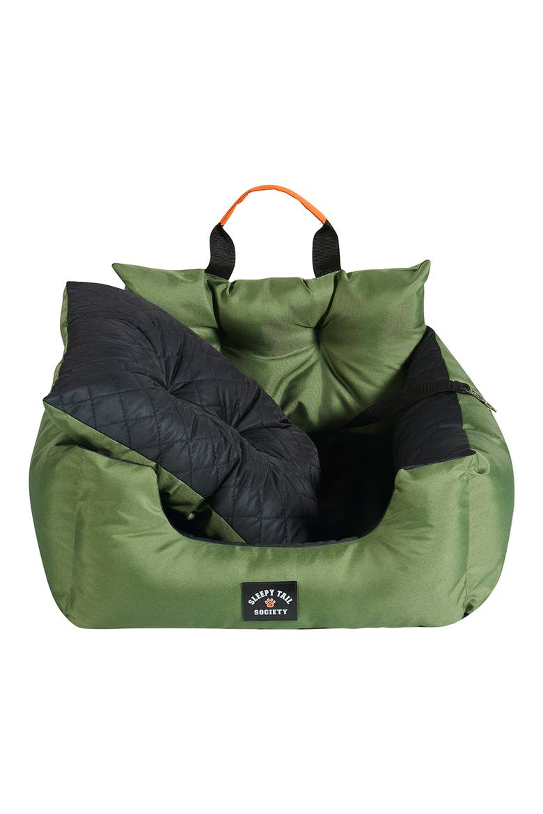 Sleepy Tail Society Cooling Pet Car Seat, Alternate, color, GREEN/ BLACK