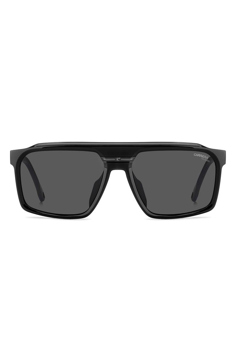 Carrera Eyewear C Sport 59mm Rectangular Sunglasses, Main, color, Black/ Grey Pz