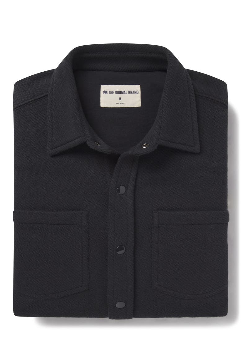 Looped Terry Button-Up Shirt, Alternate, color, BLACK