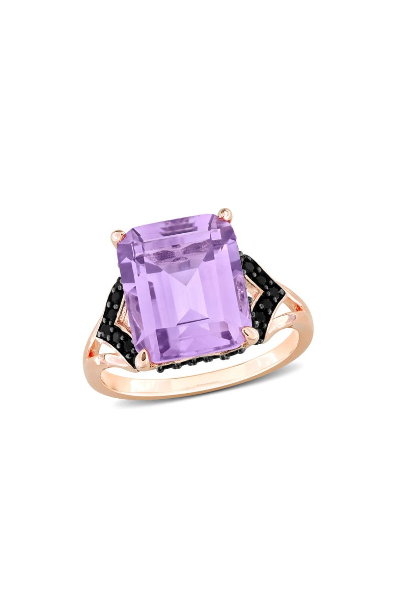 DELMAR Rose de France Amethyst & Black Sapphire Ring, Main, color, Purple