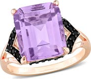 DELMAR Rose de France Amethyst & Black Sapphire Ring