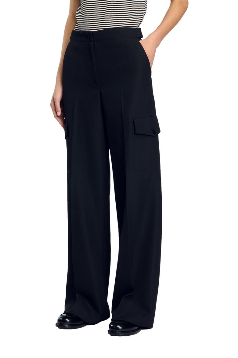 Wide-leg trousers, Main, color, Black