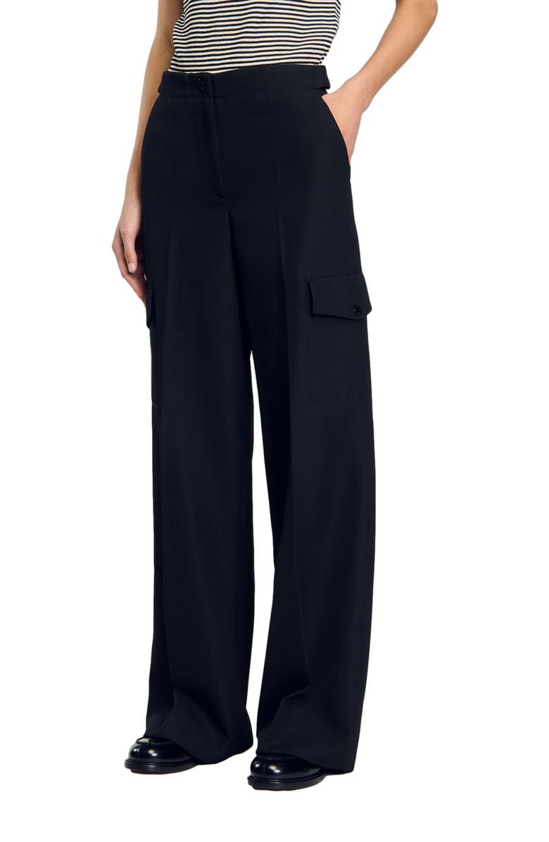 SANDRO Wide-leg trousers, Main, color, 