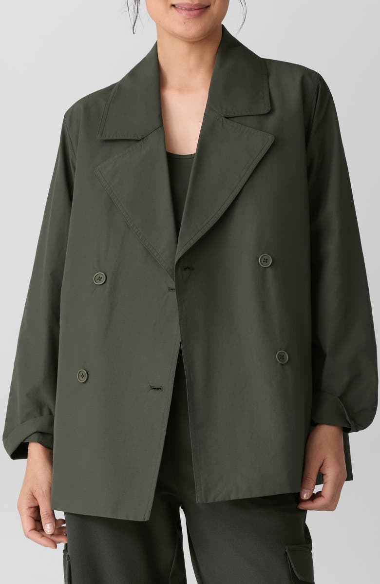 Eileen Fisher Organic Cotton Blend Crop Trench Coat, Main, color, Woodland