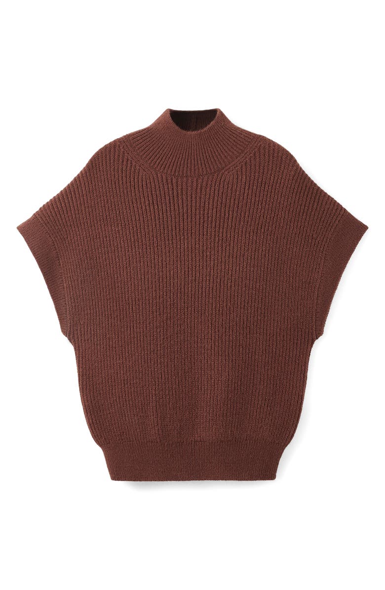 MANGO Perkins Short Sleeve Sweater, Alternate, color, Brown