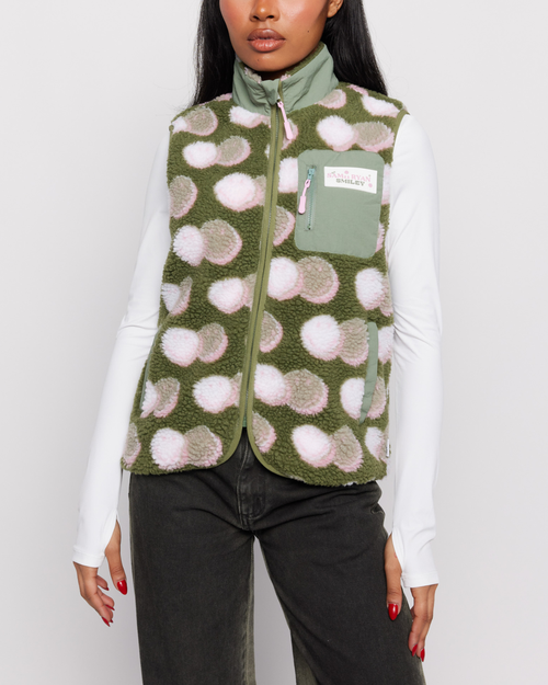 Samii Ryan Jacquard Faux Shearling Vest In Green