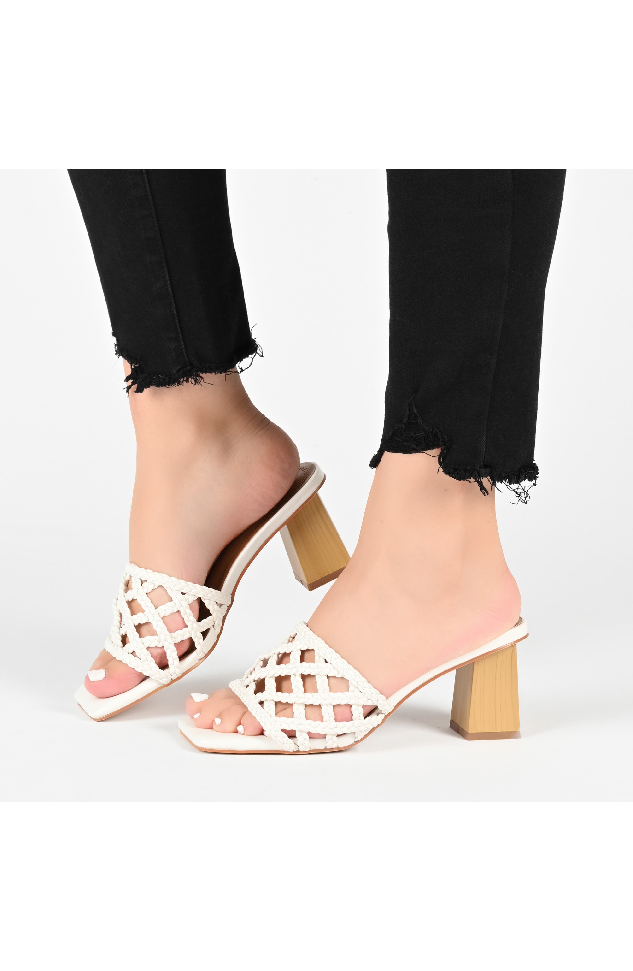 Journee Collection Evvie Braided Sandal, Alternate, color, Black