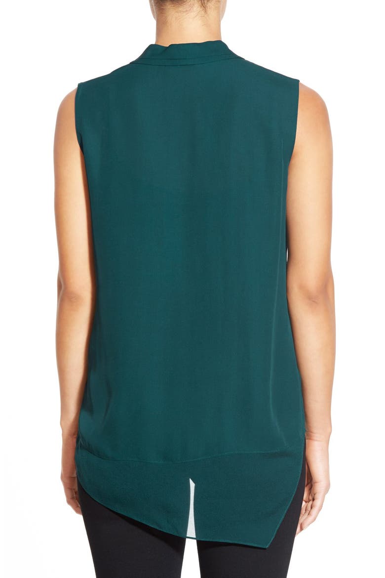 'Judith' Asymmetrical Silk Blouse, Alternate, color, LEAF