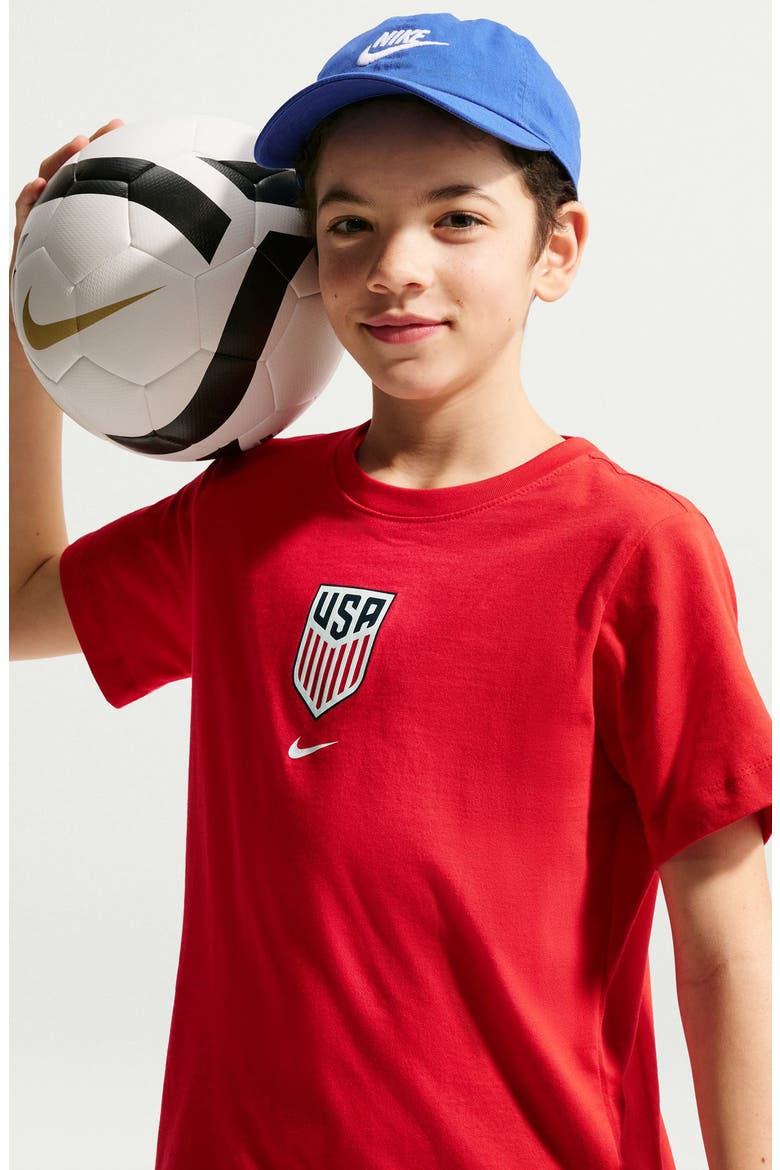 Kids' USMNT Crest Cotton Graphic T-Shirt, Alternate, color, UNIVERSITY RED
