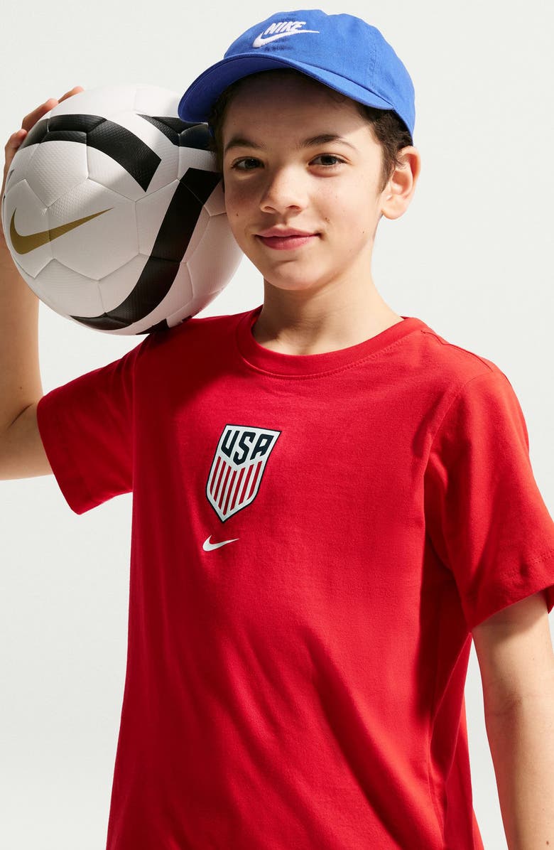 Nike Kids' USMNT Crest Cotton Graphic T-Shirt, Alternate, color, University Red