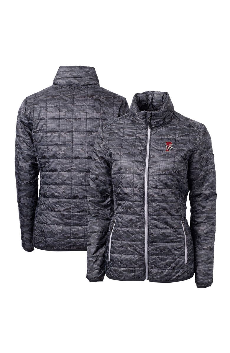 Cutter & Buck Women's Cutter & Buck  Black Fresno Grizzlies Rainier PrimaLoft Eco Insulated Camo Full-Zip Puffer Jacket, Main, color, 