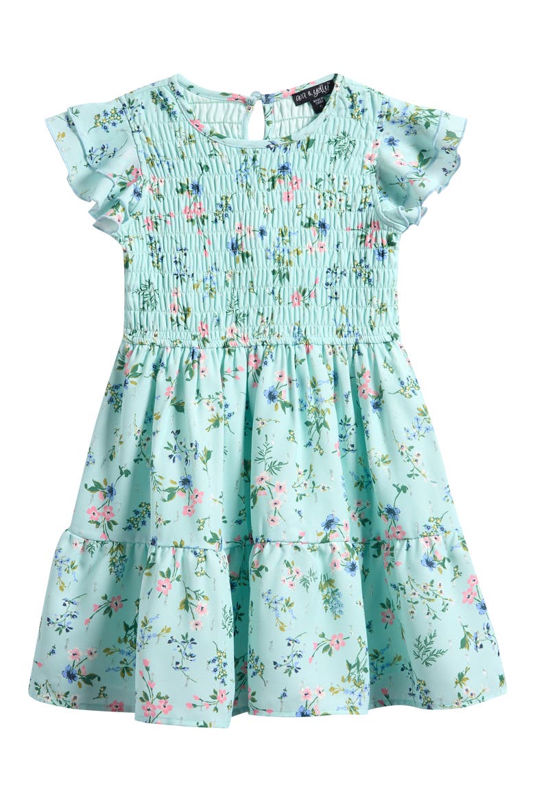 Kids' Ruffle Smocked Tiered Dress, Main, color, MINT