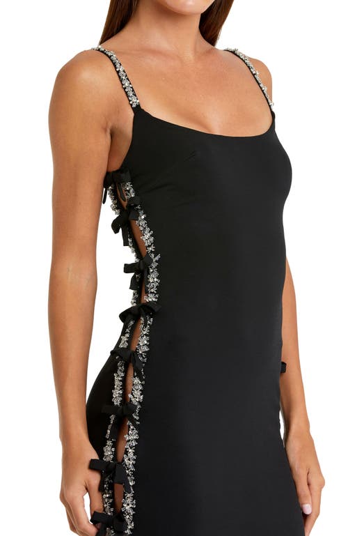 Mac Duggal Thin Strap Jersey Gown With Bow Details In Black