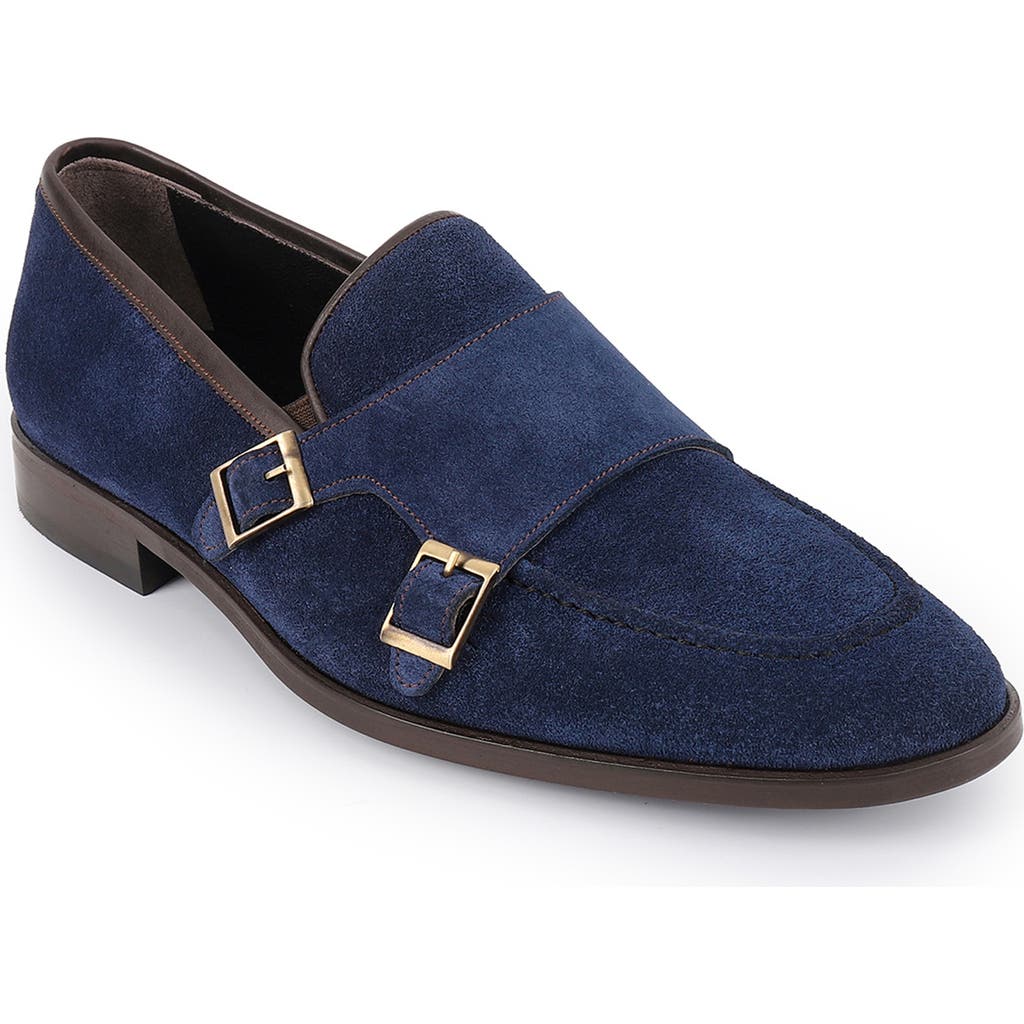 Vellapais Elmaton Double Monk Strap Leather Loafer In Blue