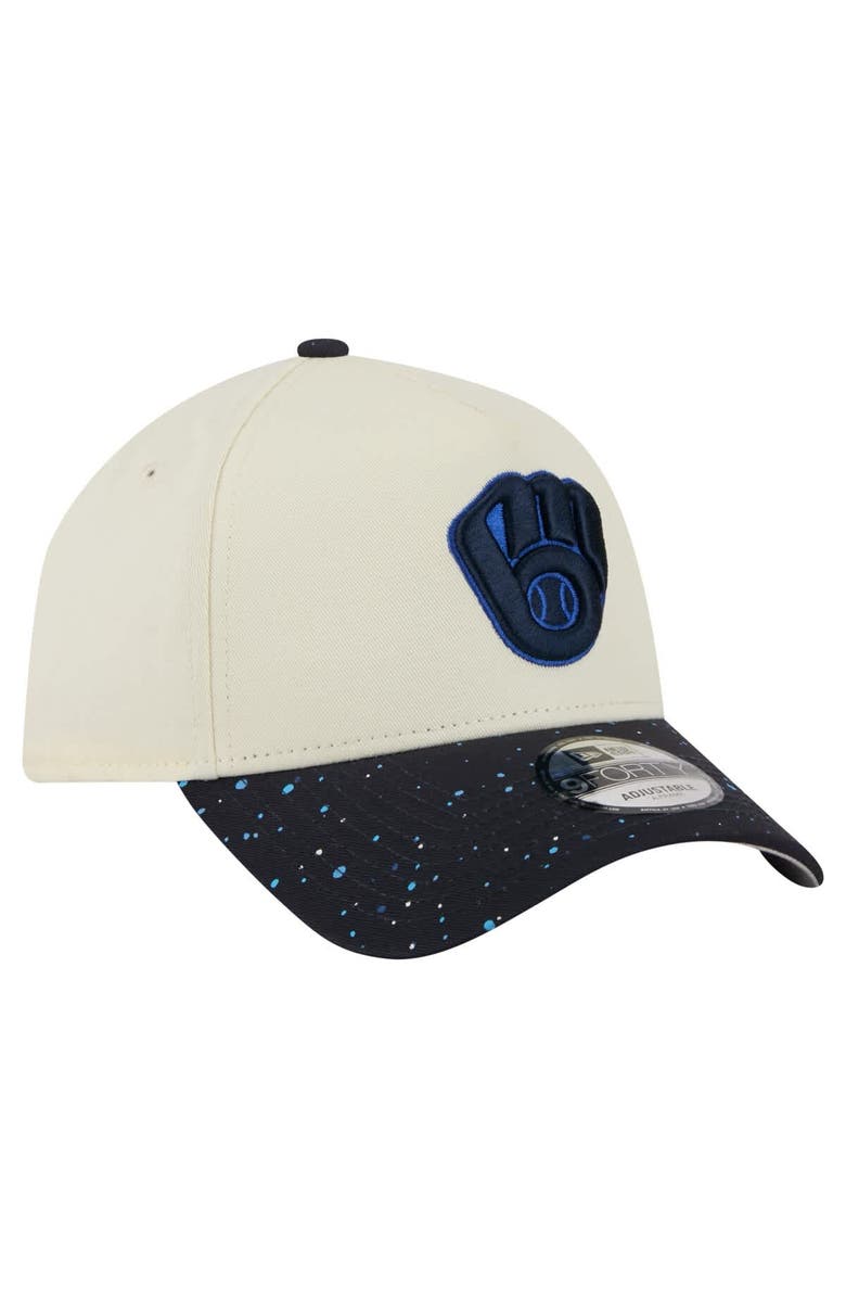New Era Men's New Era Cream Milwaukee Brewers Speckle A-Frame 9FORTY Adjustable Hat, Alternate, color, Cream
