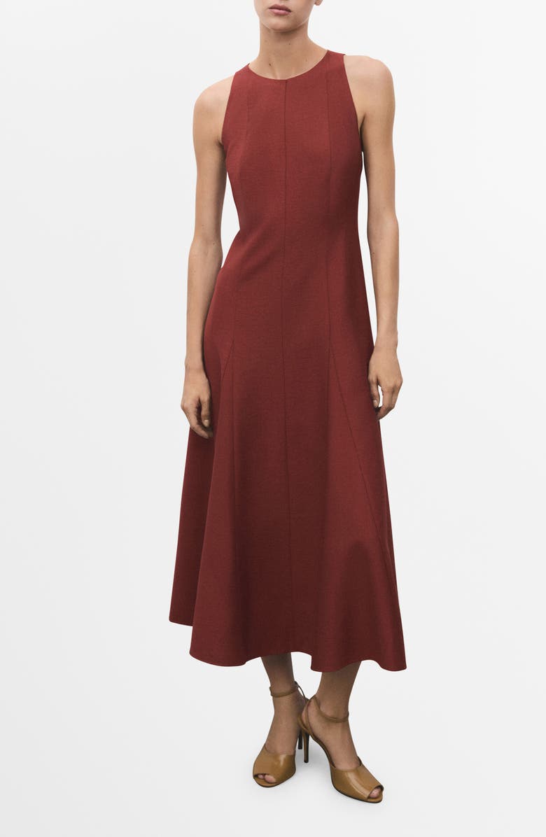 MANGO Sleeveless Flared Maxi Dress, Main, color, Burnt Orange