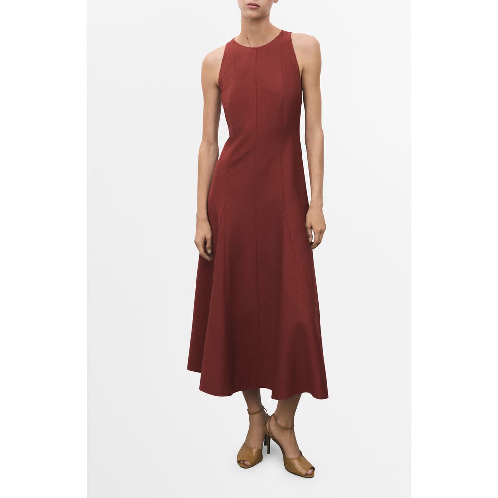 Mango Sleeveless Flared Maxi Dress In Brown