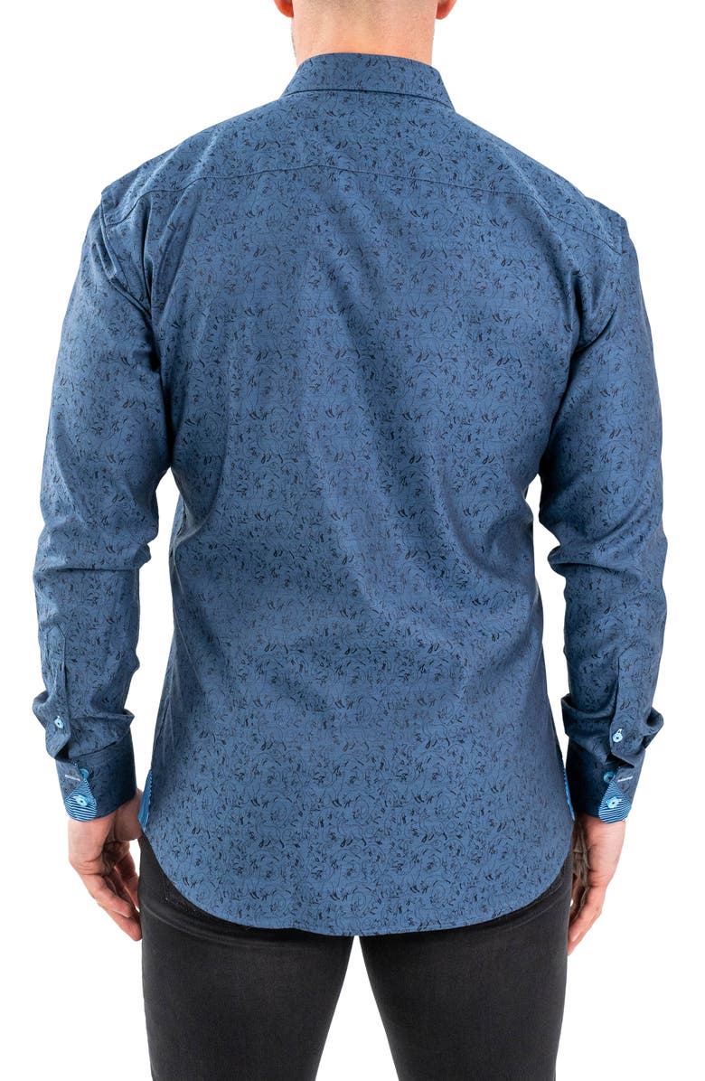 Maceoo Einstein Jacqfoxtrot Navy Button-Up Shirt, Alternate, color, Blue