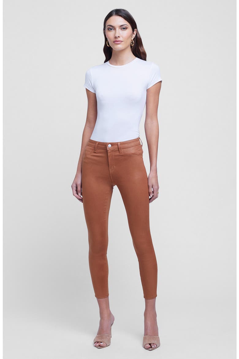 High Waist Crop Jeans, Alternate, color, JAVA COATED