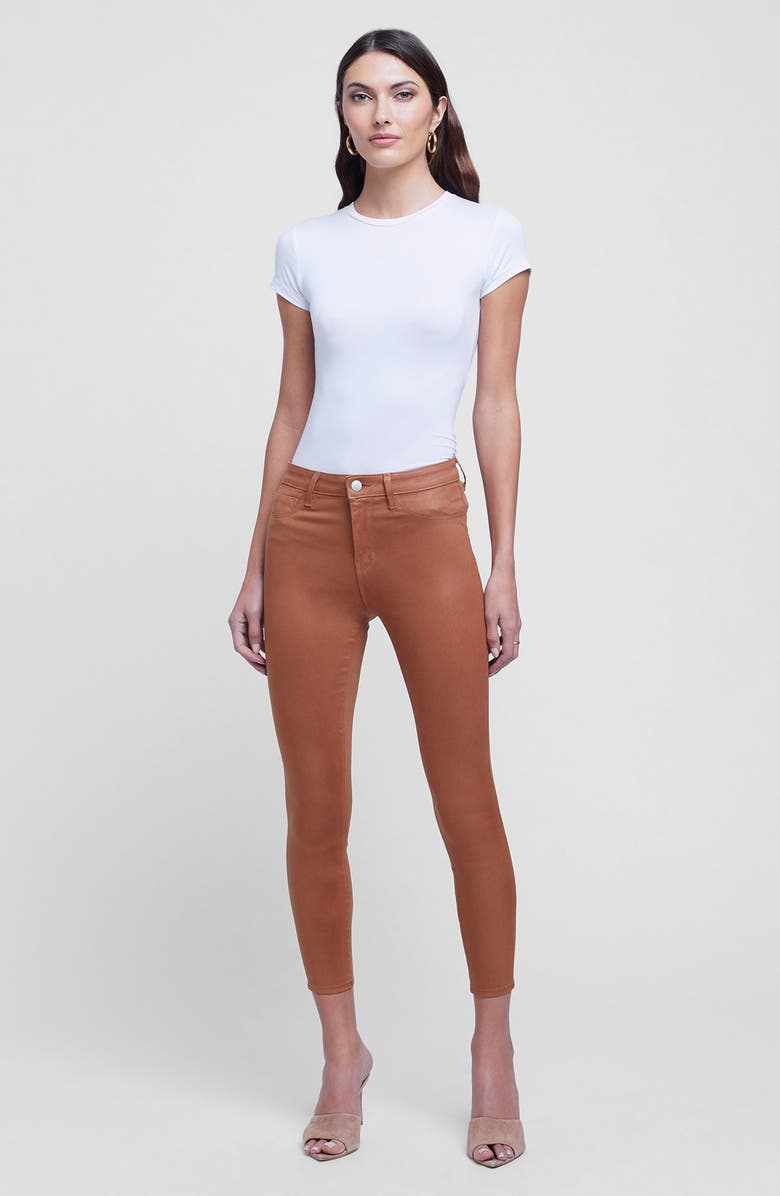 L'AGENCE High Waist Crop Jeans, Alternate, color, Java Coate