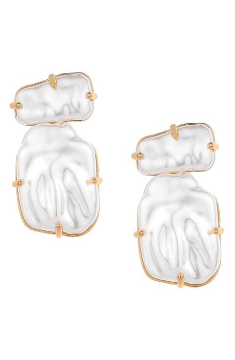 Double Imitation Pearl Post Earrings