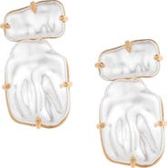 Ettika Double Imitation Pearl Post Earrings