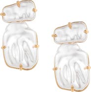 Ettika Double Imitation Pearl Post Earrings